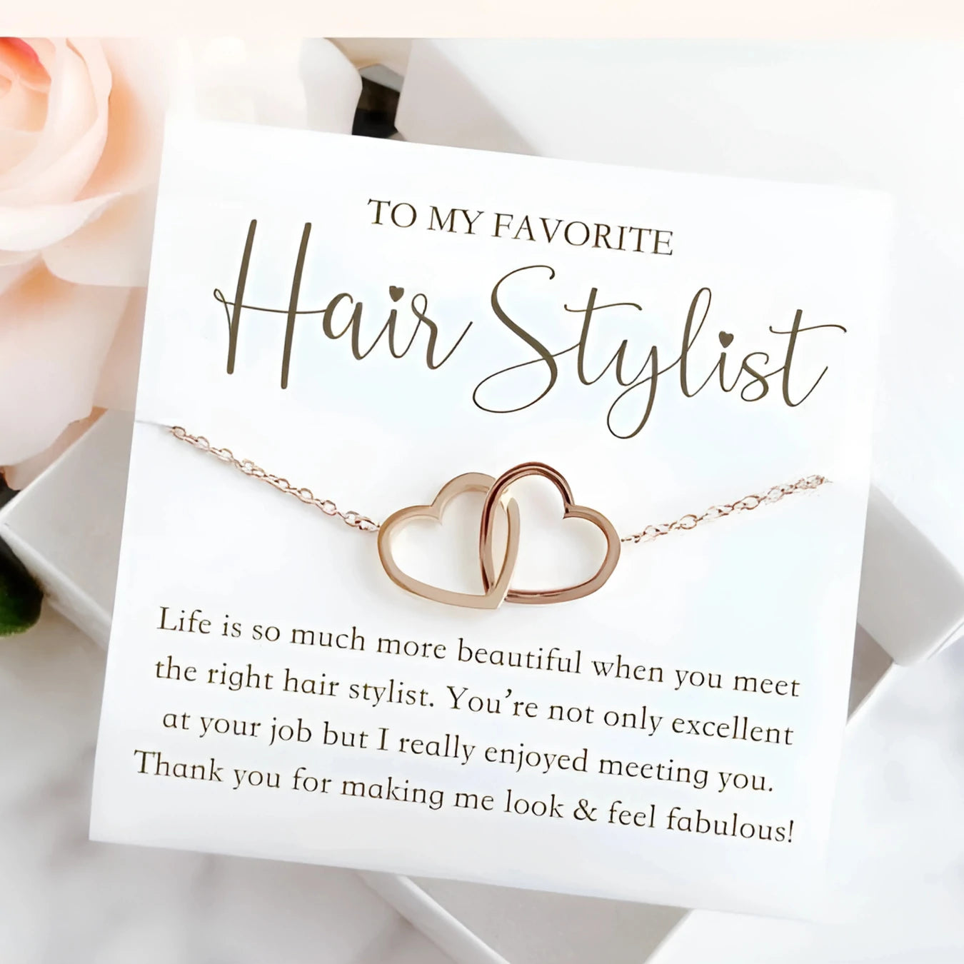 "To My Favorite Hair Stylist" Interlocking Hearts Necklace