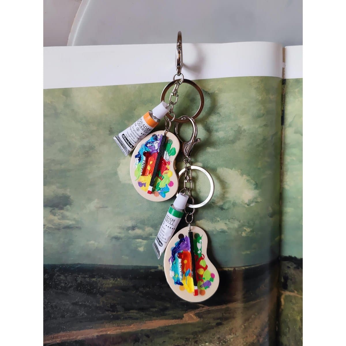 Artist Paint Palette and Brush Pendant