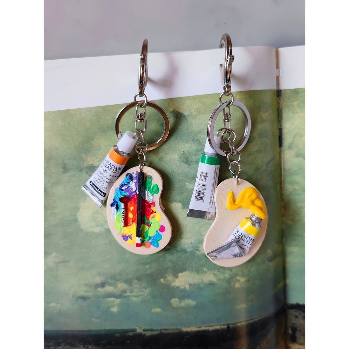 Artist Paint Palette and Brush Pendant