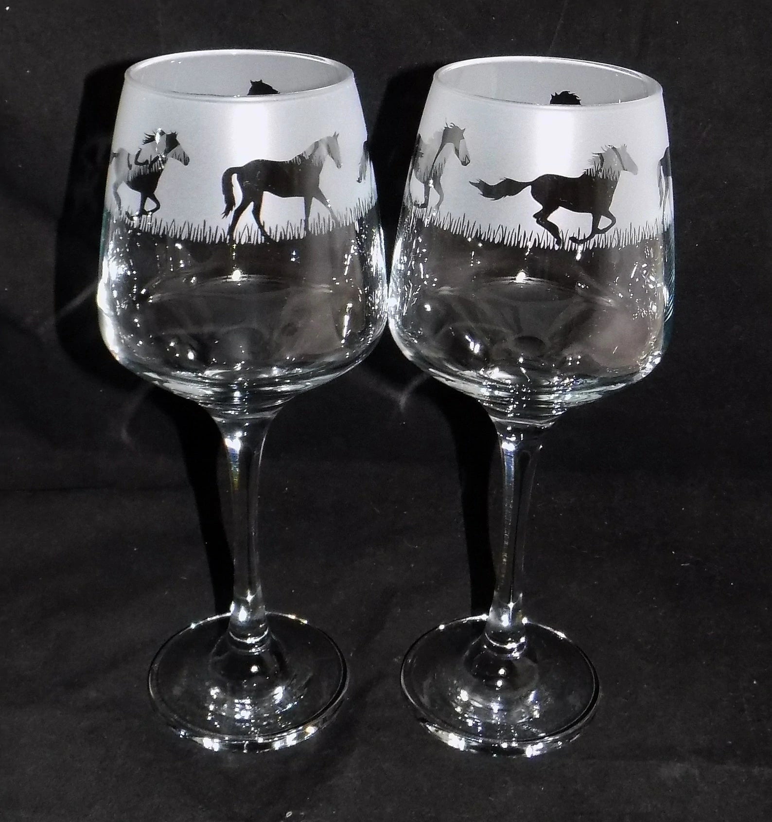 Hand-Etched Horse Glass
