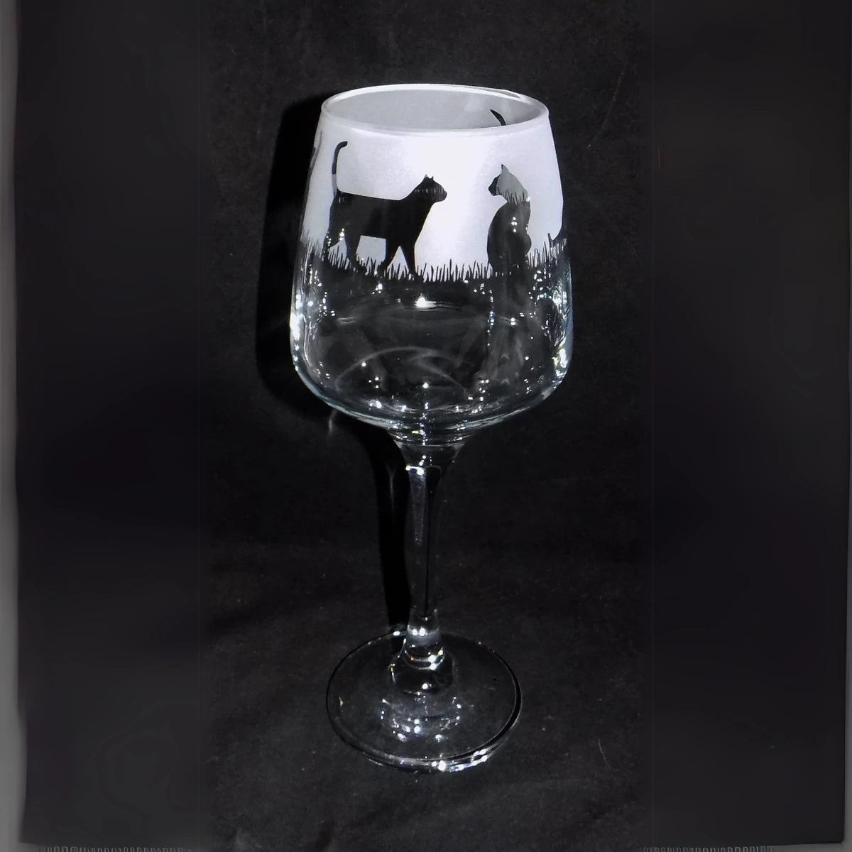 Hand-Etched 'CAT' Glass
