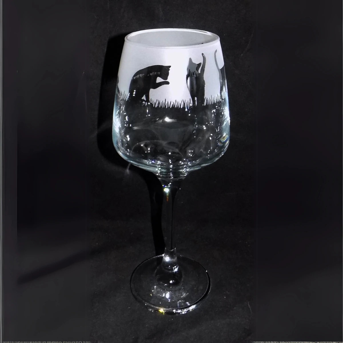 Hand-Etched 'CAT' Glass