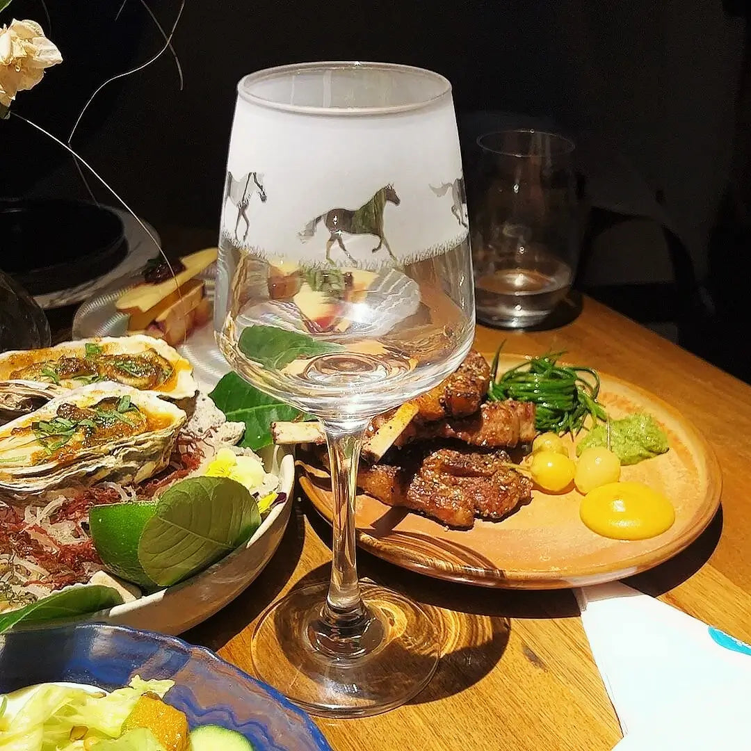 Hand-Etched Horse Glass