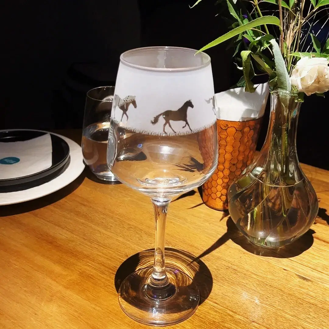 Hand-Etched Horse Glass
