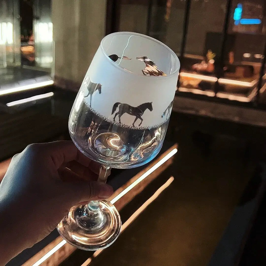 Hand-Etched Horse Glass