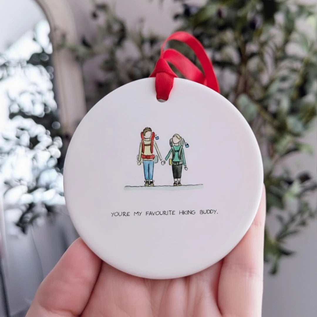 Hiking Ceramic Ornament