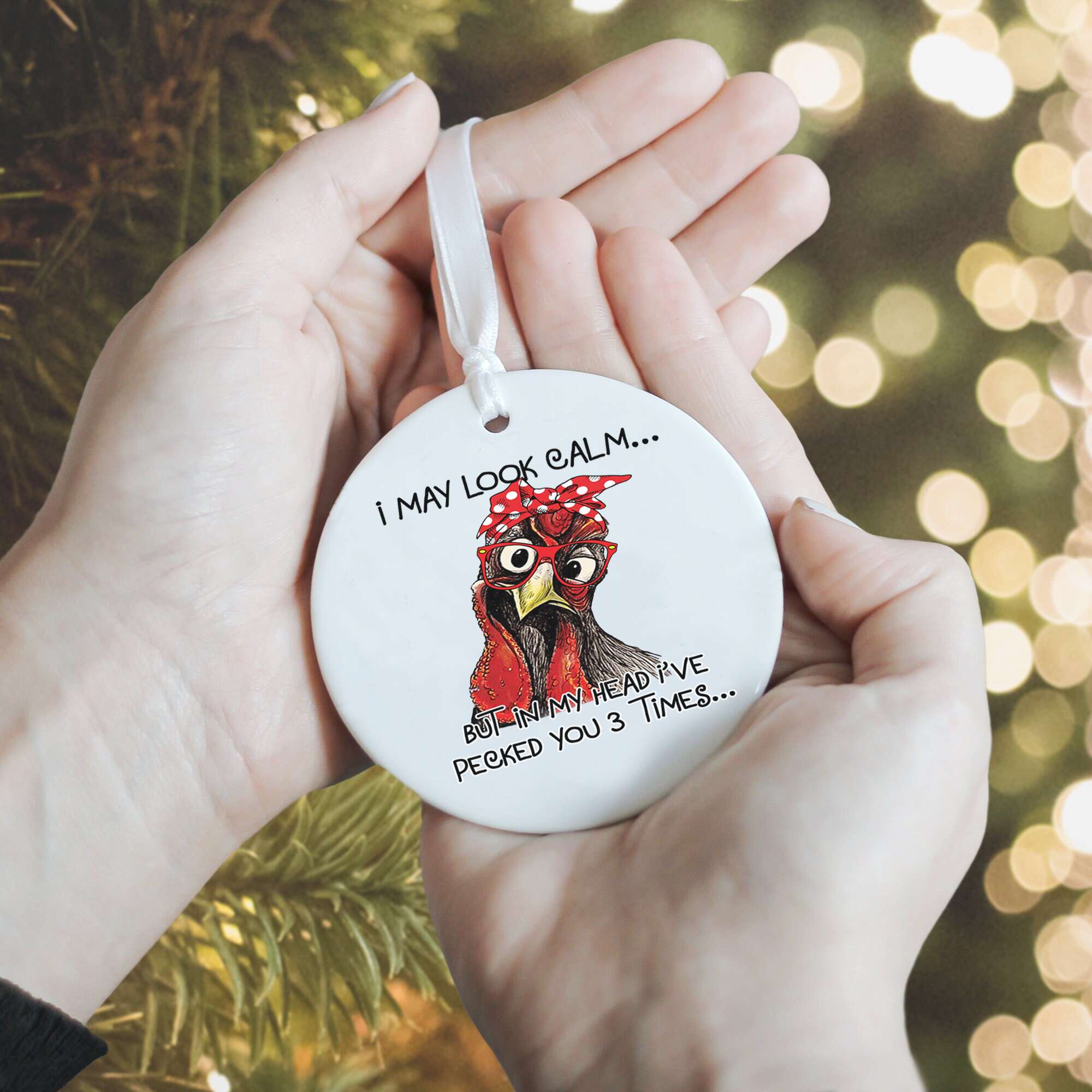 I May Look Calm Ceramic Ornament