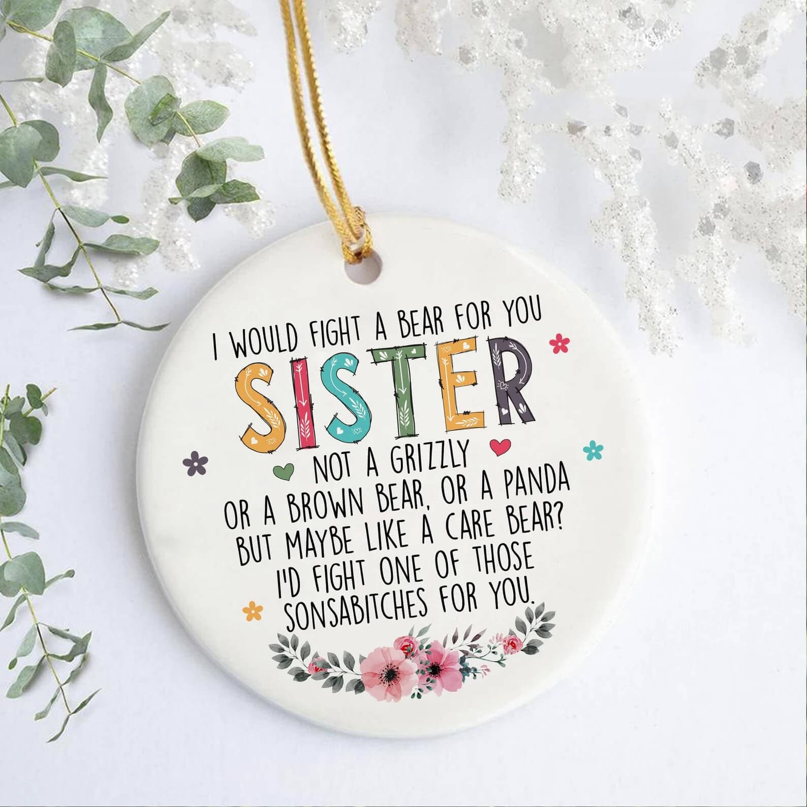 Sister And Brother Funny Ornament