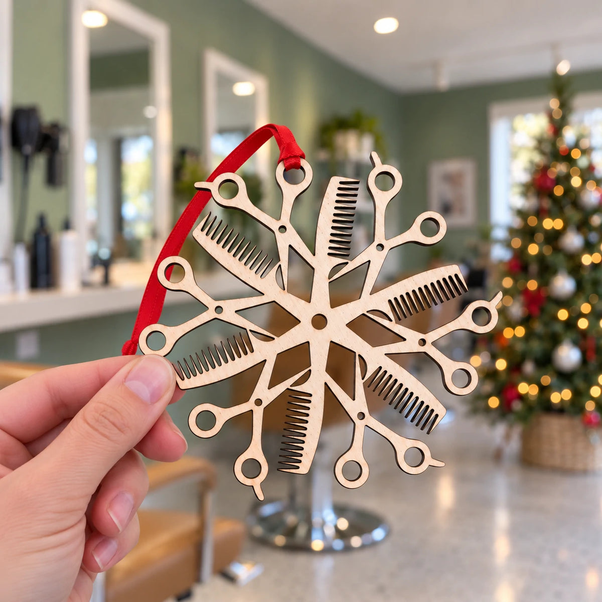 Wooden Snowflake Christmas Ornament