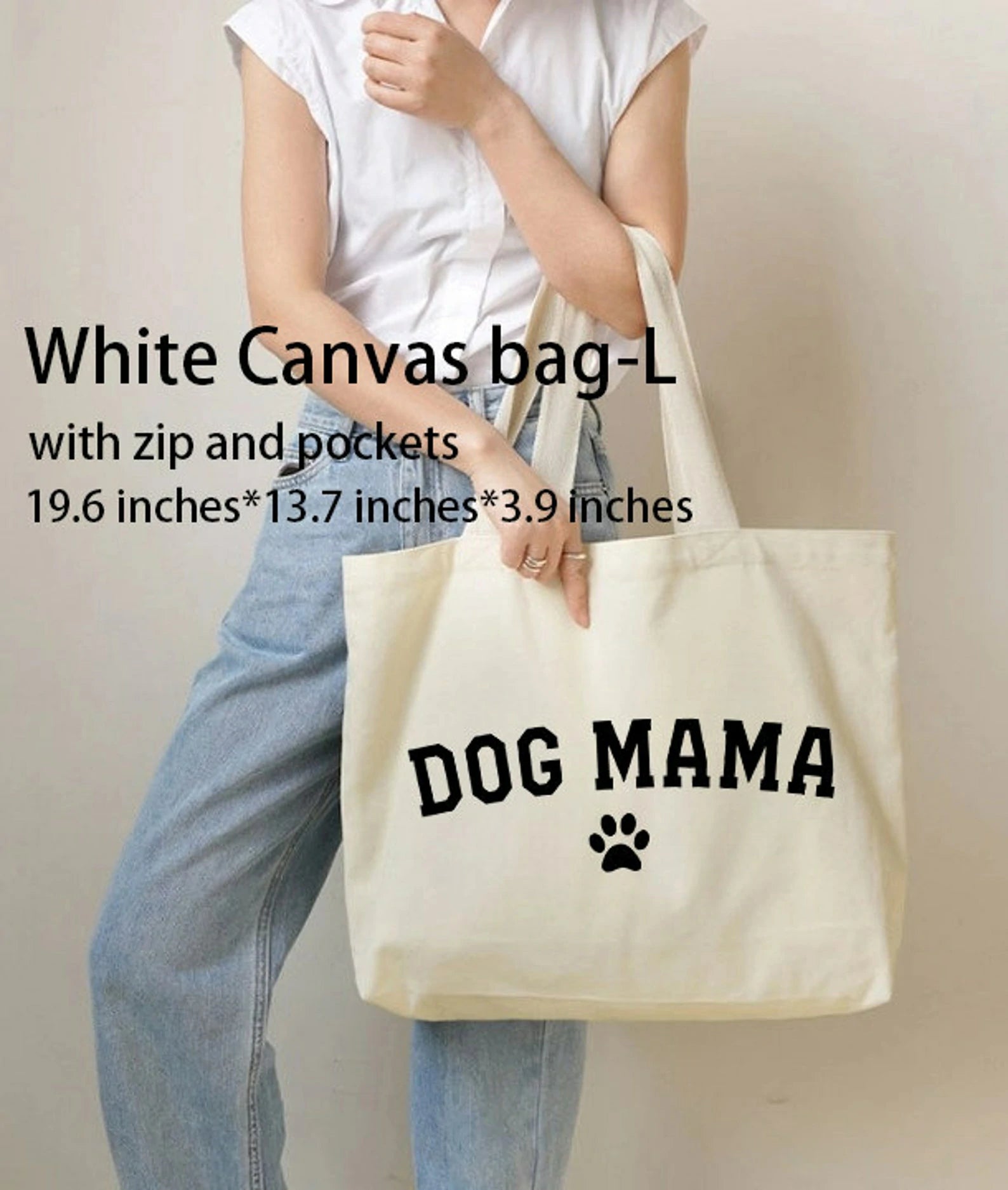 "Dog Mama" Stylish Canvas Tote Bag