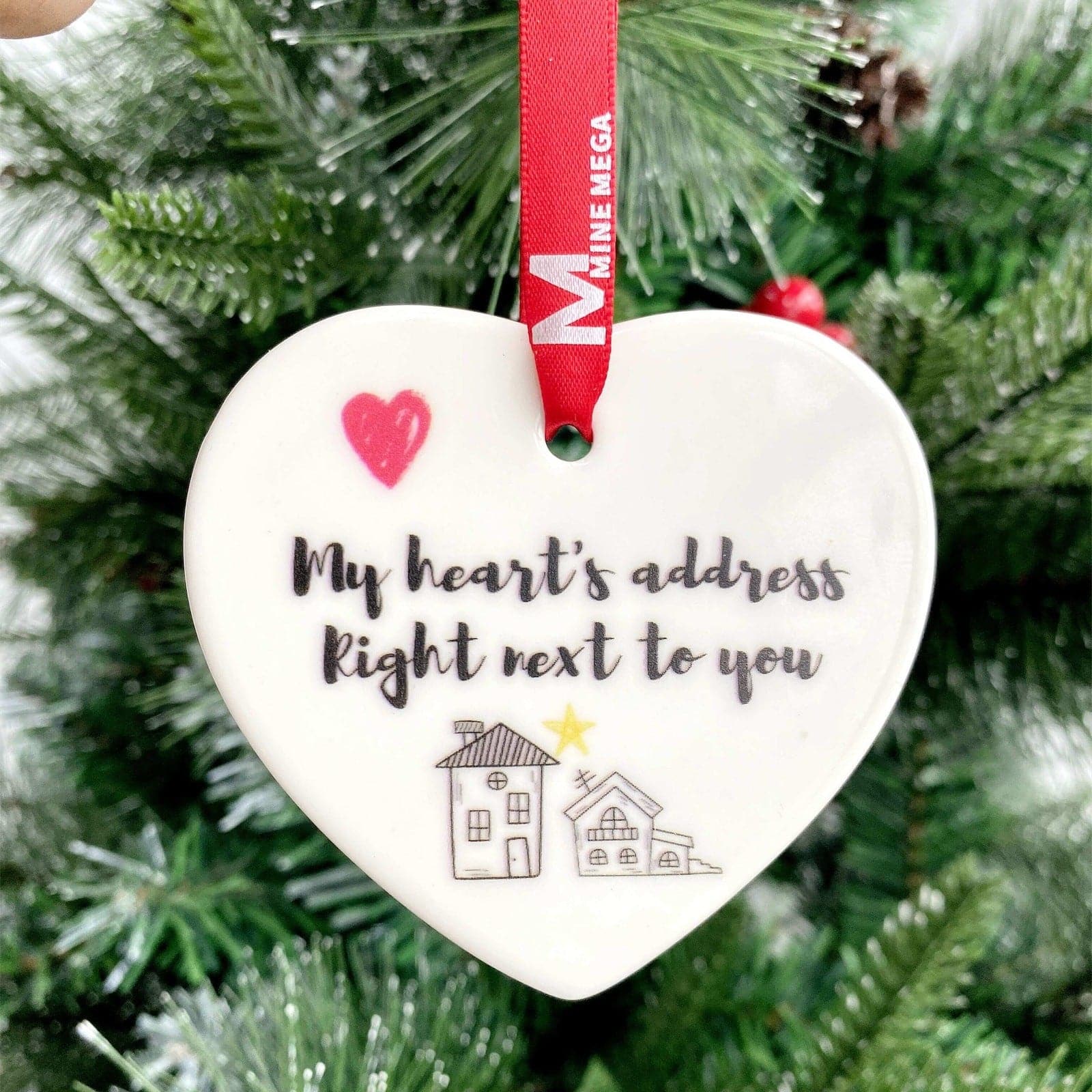 My Heart Address Ceramic Ornament