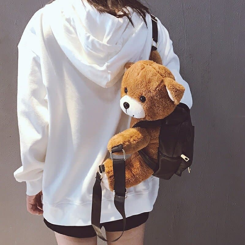 cianmi veasrge mini backpack w teddy bear Plush teddy bear backpack