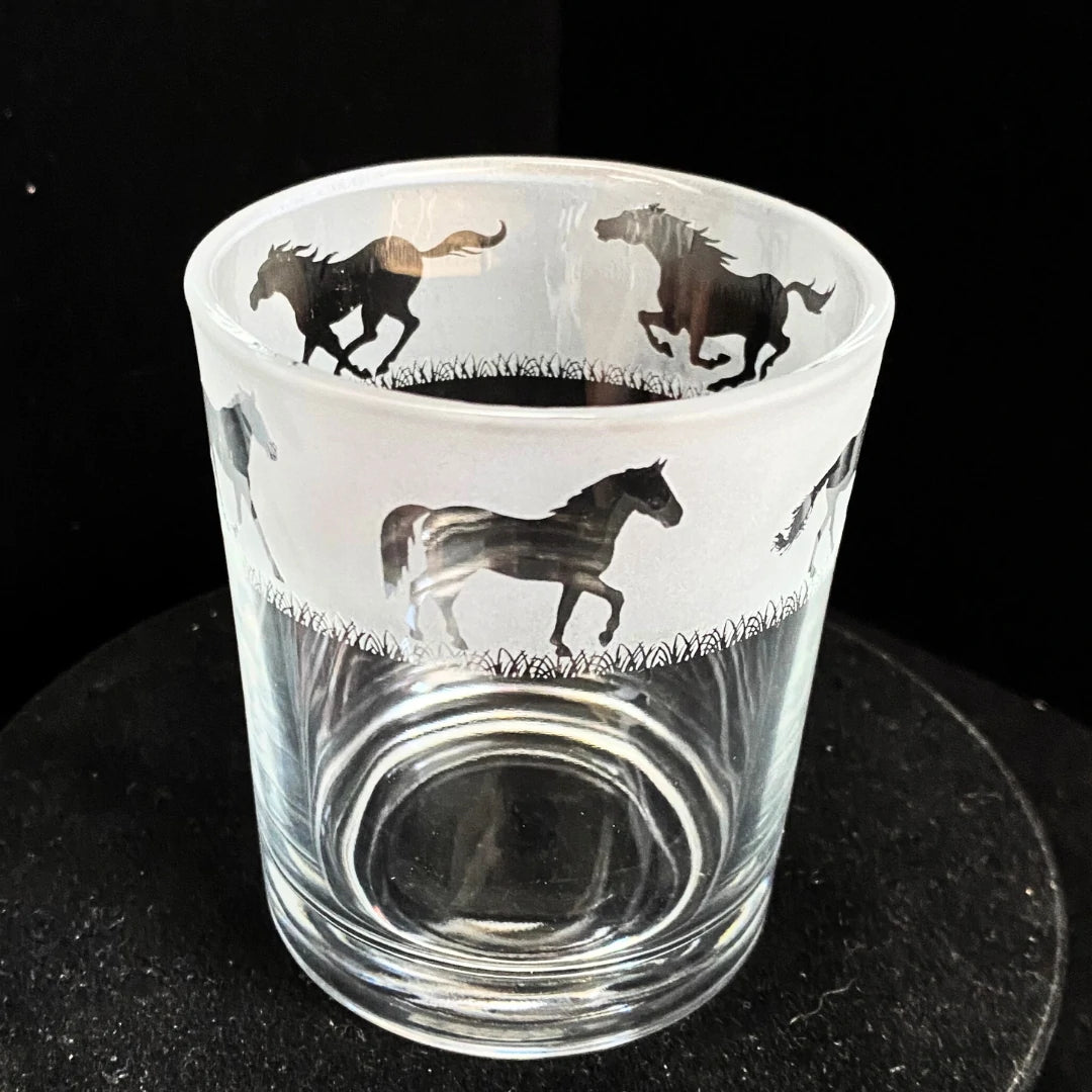 Hand-Etched Horse Glass