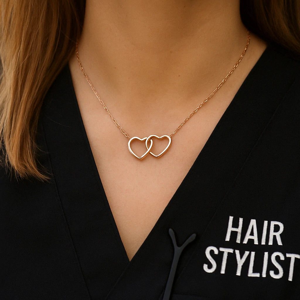 "To My Favorite Hair Stylist" Interlocking Hearts Necklace