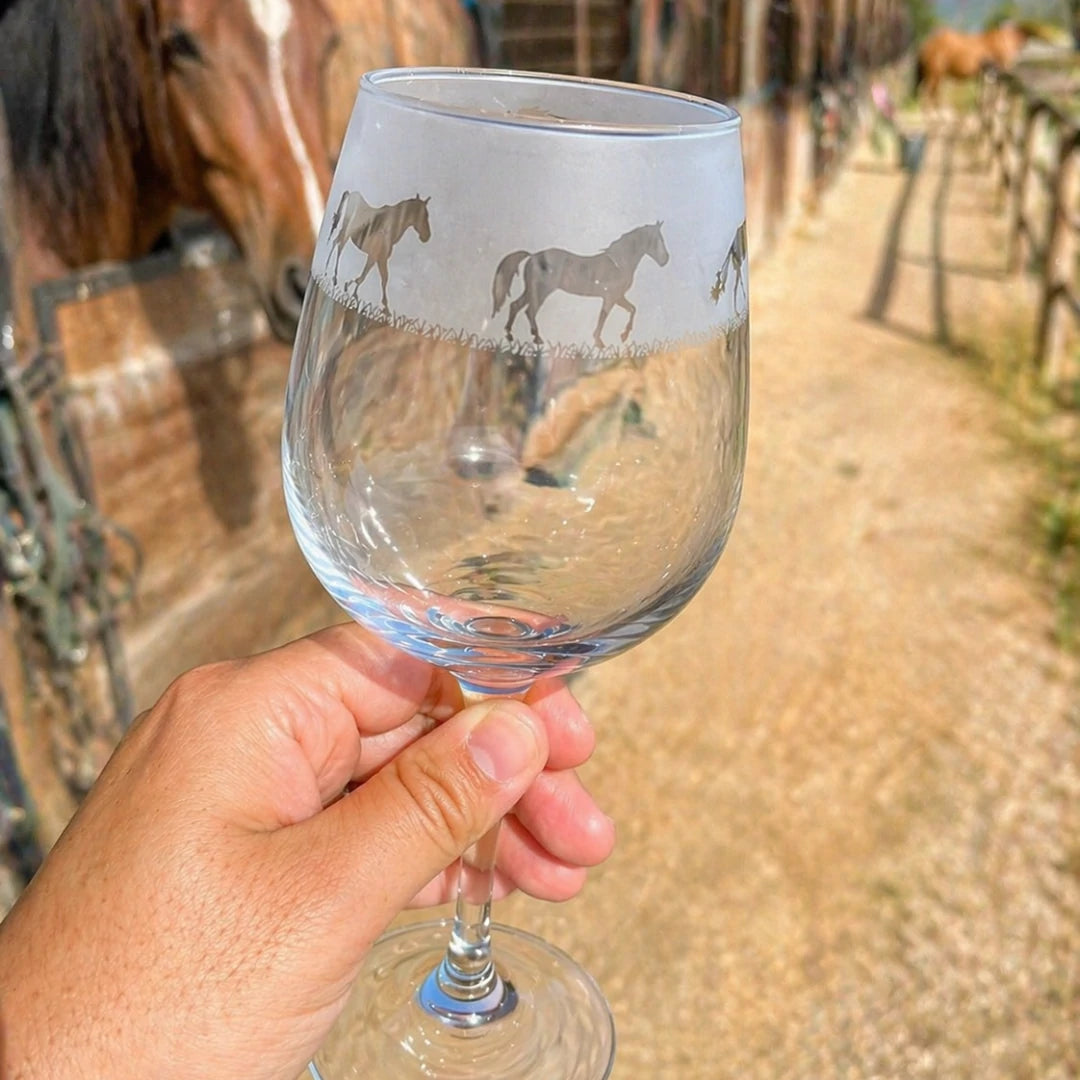 Hand-Etched Horse Glass