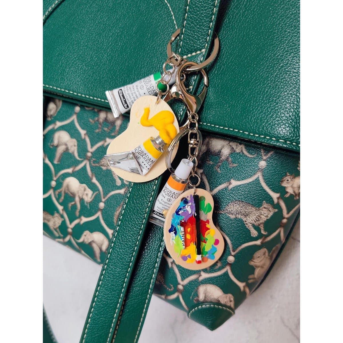 Artist Paint Palette and Brush Pendant