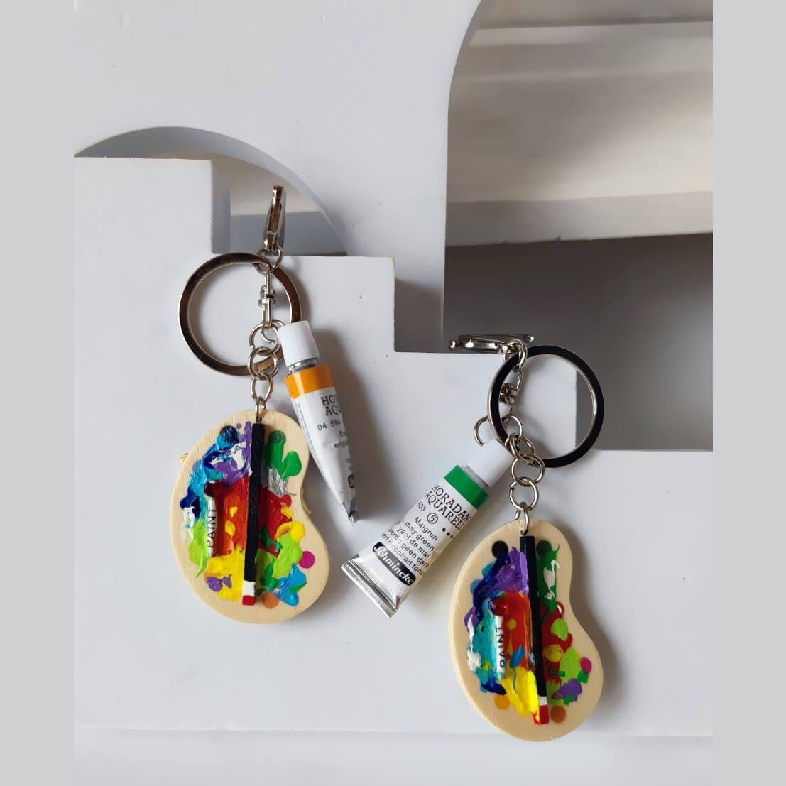 Artist Paint Palette and Brush Pendant