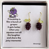 Grape Earrings With Green Leaf For Friend