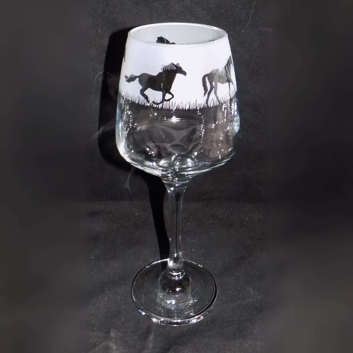 Hand-Etched Horse Glass