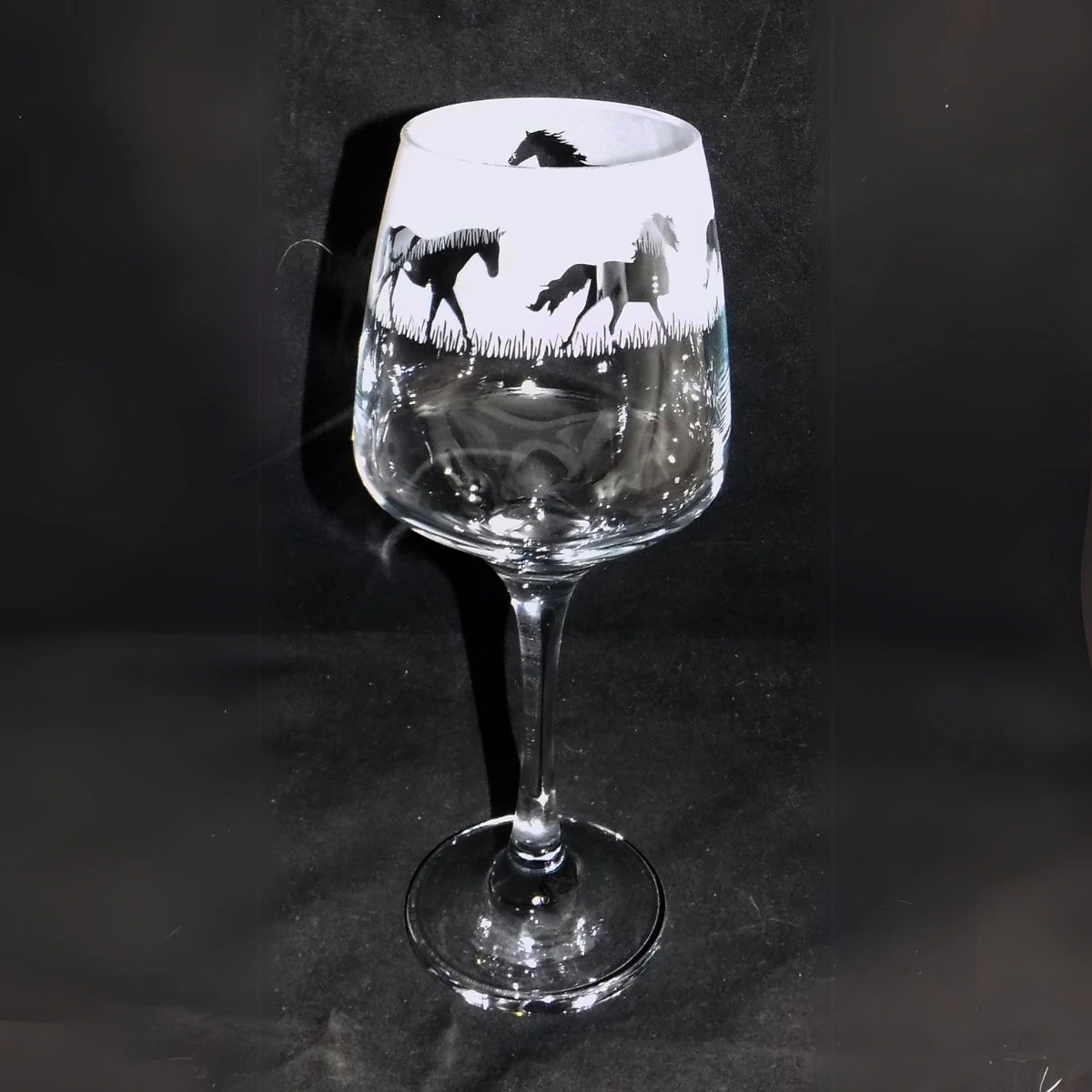 Hand-Etched Horse Glass