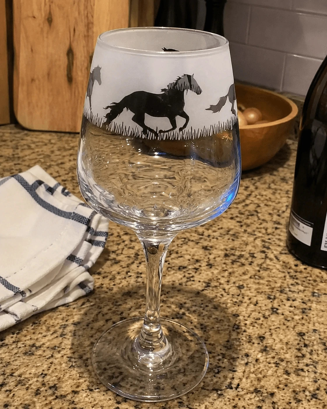 Hand-Etched Horse Glass