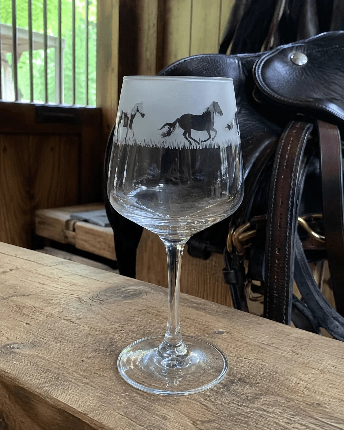 Hand-Etched Horse Glass