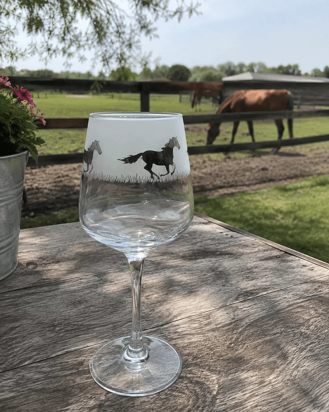 Hand-Etched Horse Glass