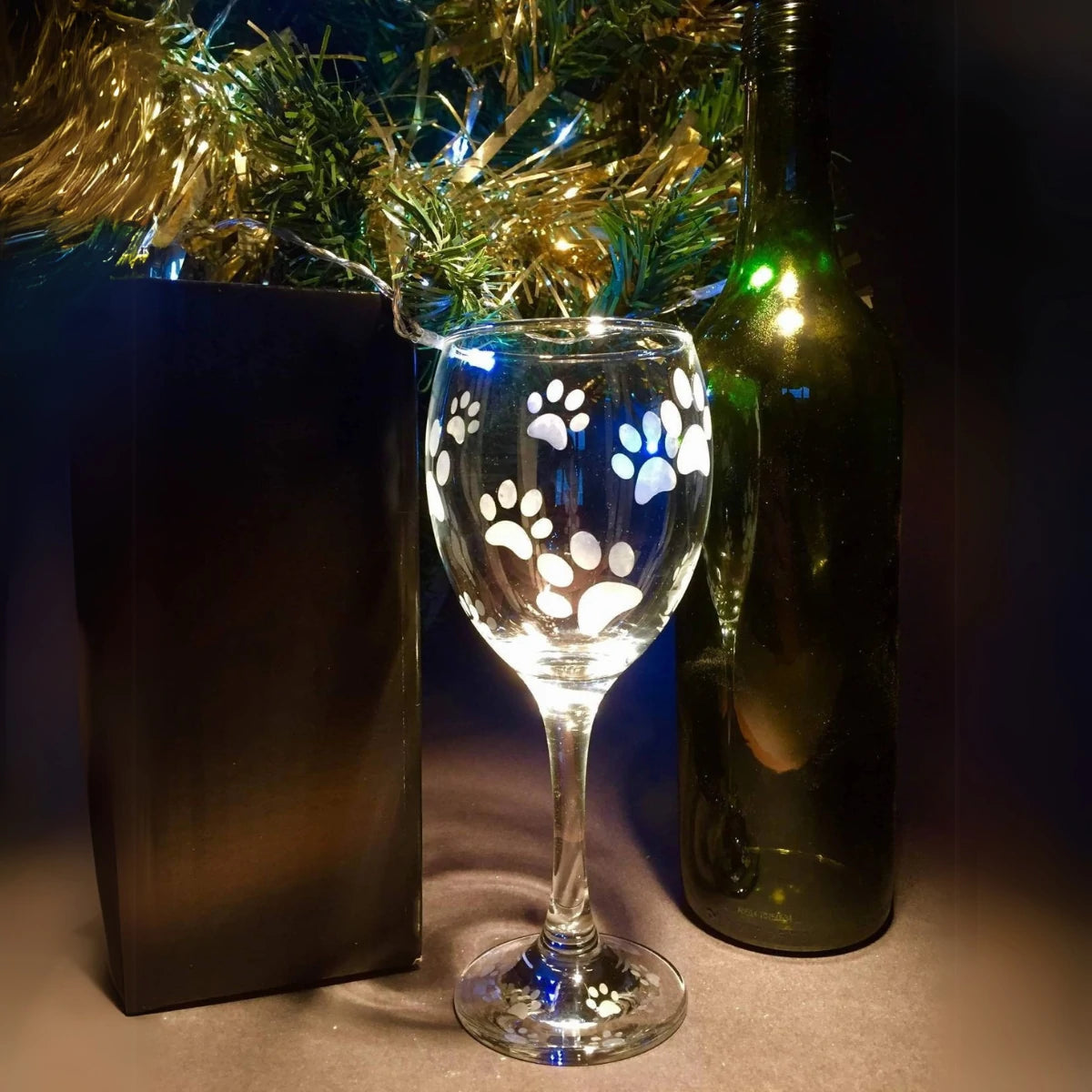 Hand-Etched Paw Print Glass with Gift Box