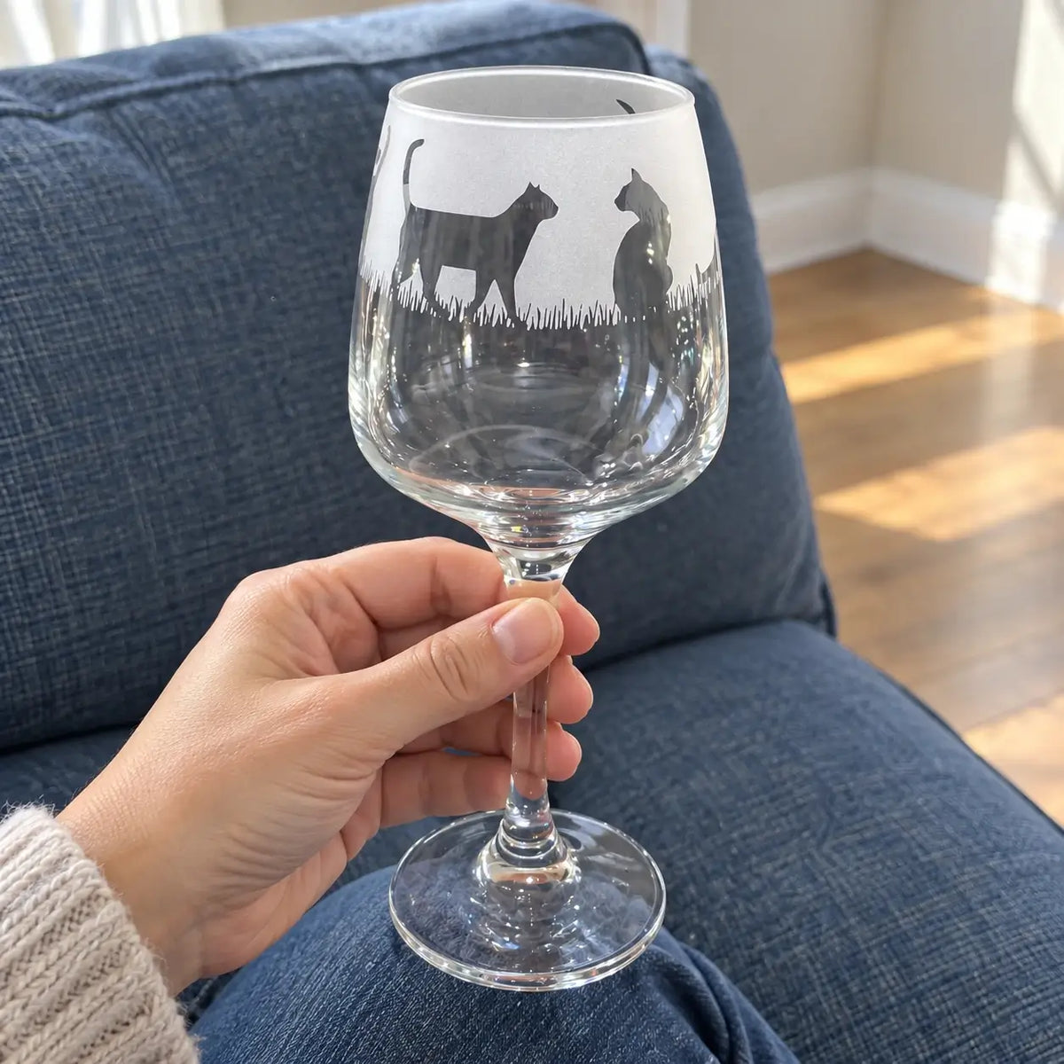 Hand-Etched 'CAT' Glass