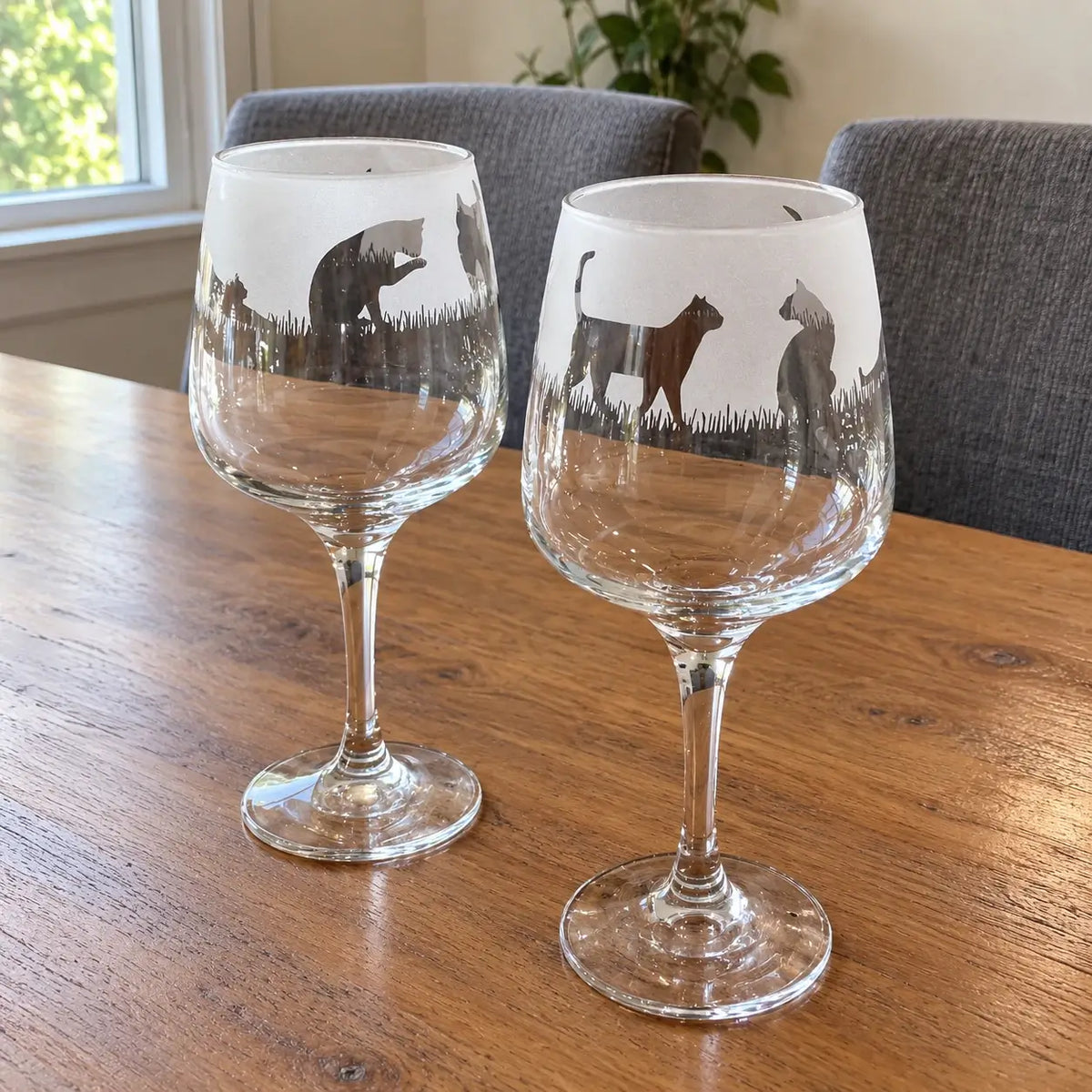 Hand-Etched 'CAT' Glass