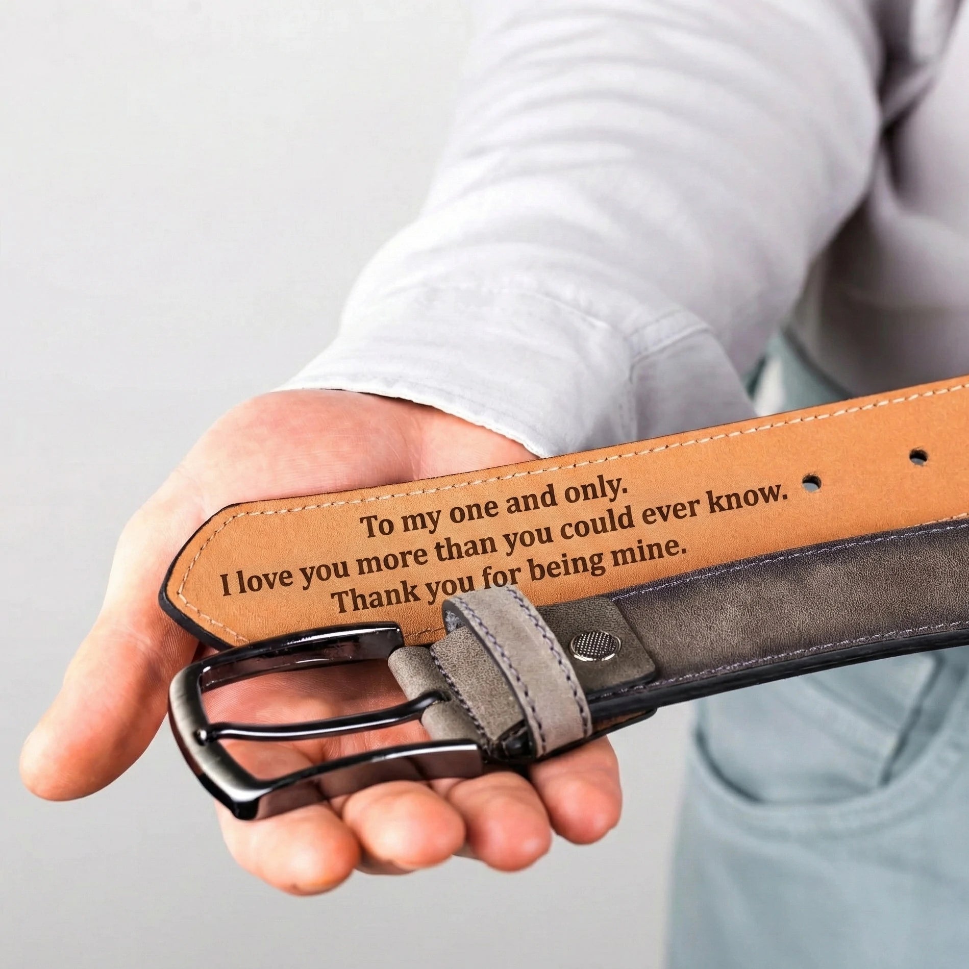 Hidden Message Leather Belt – Valentine’s Day Gift for Him