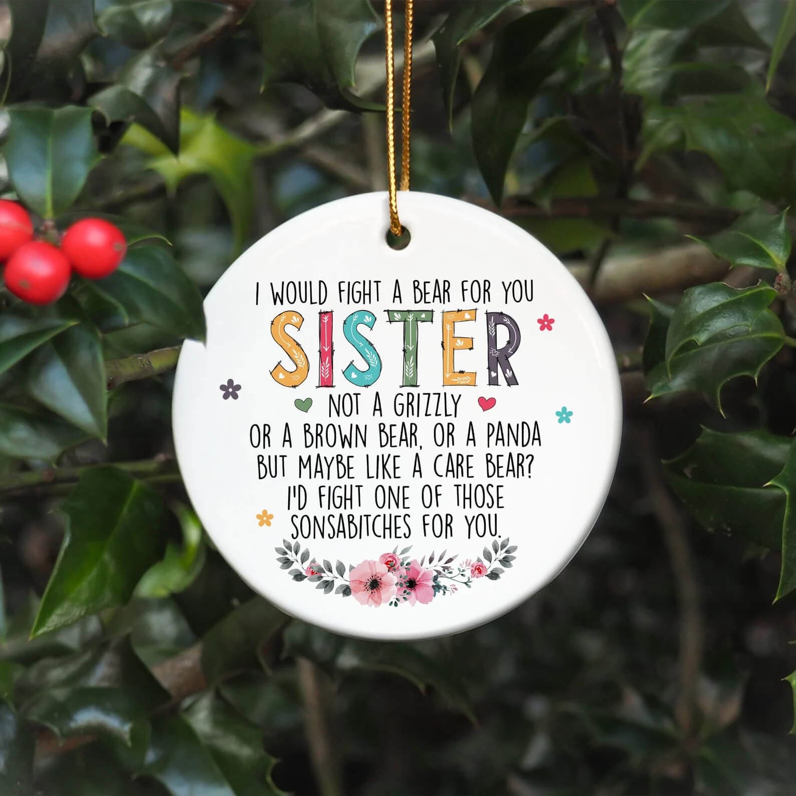 Sister And Brother Funny Ornament