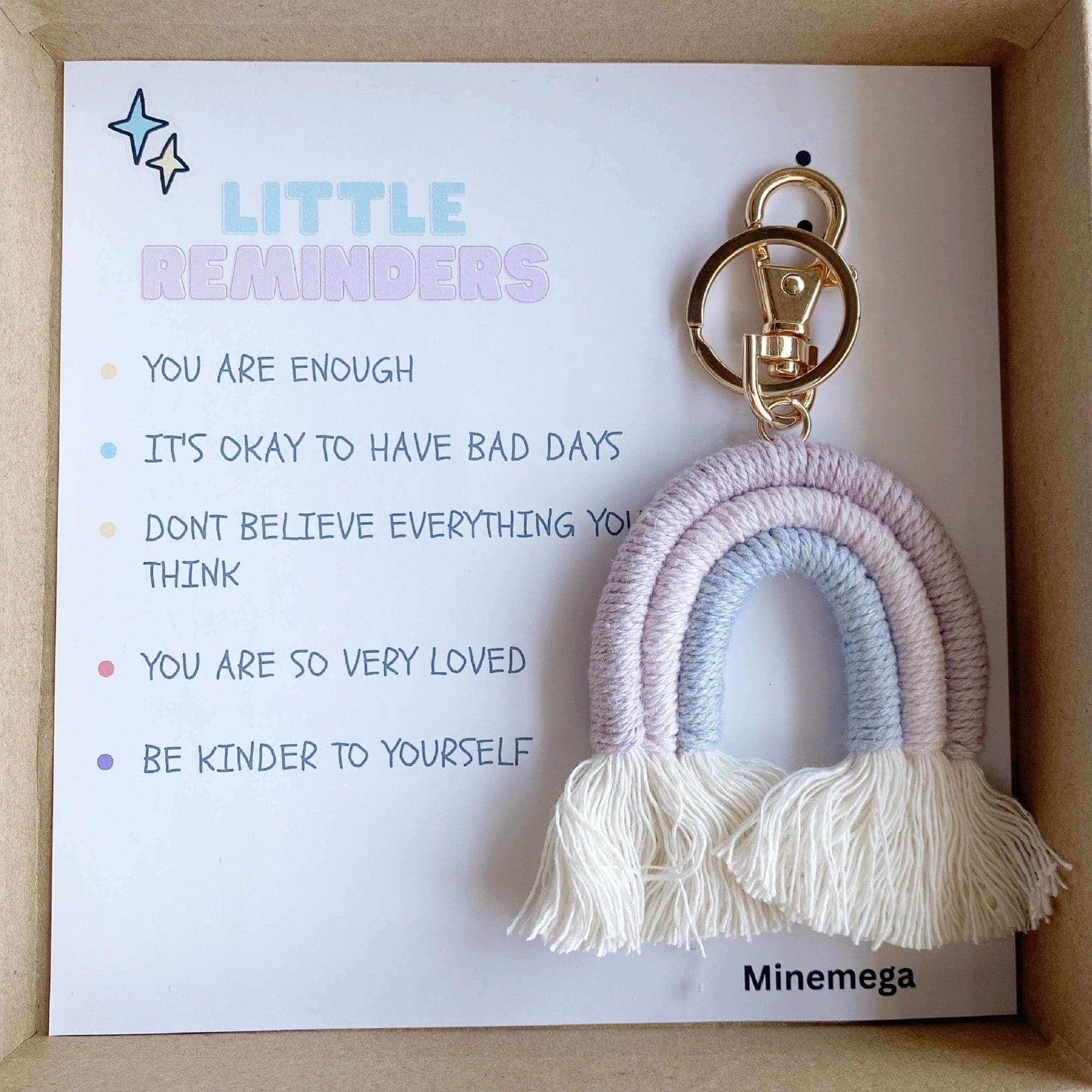 Little reminders Macrame Rainbow Keychain – MineMega