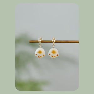 White Jade Cat Paw Stud Earrings
