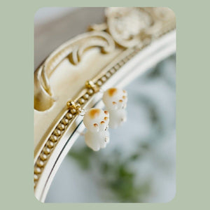 White Jade Cat Paw Stud Earrings