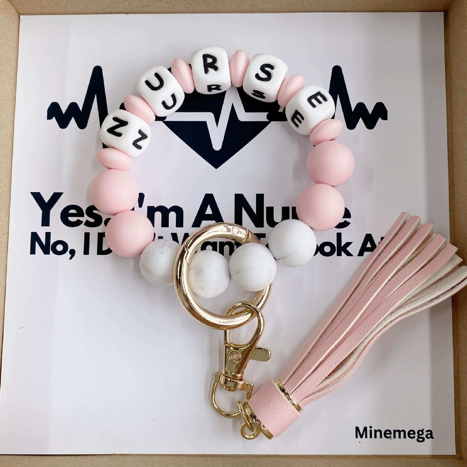 Nurse Silicone Bead Wristlet Keychain