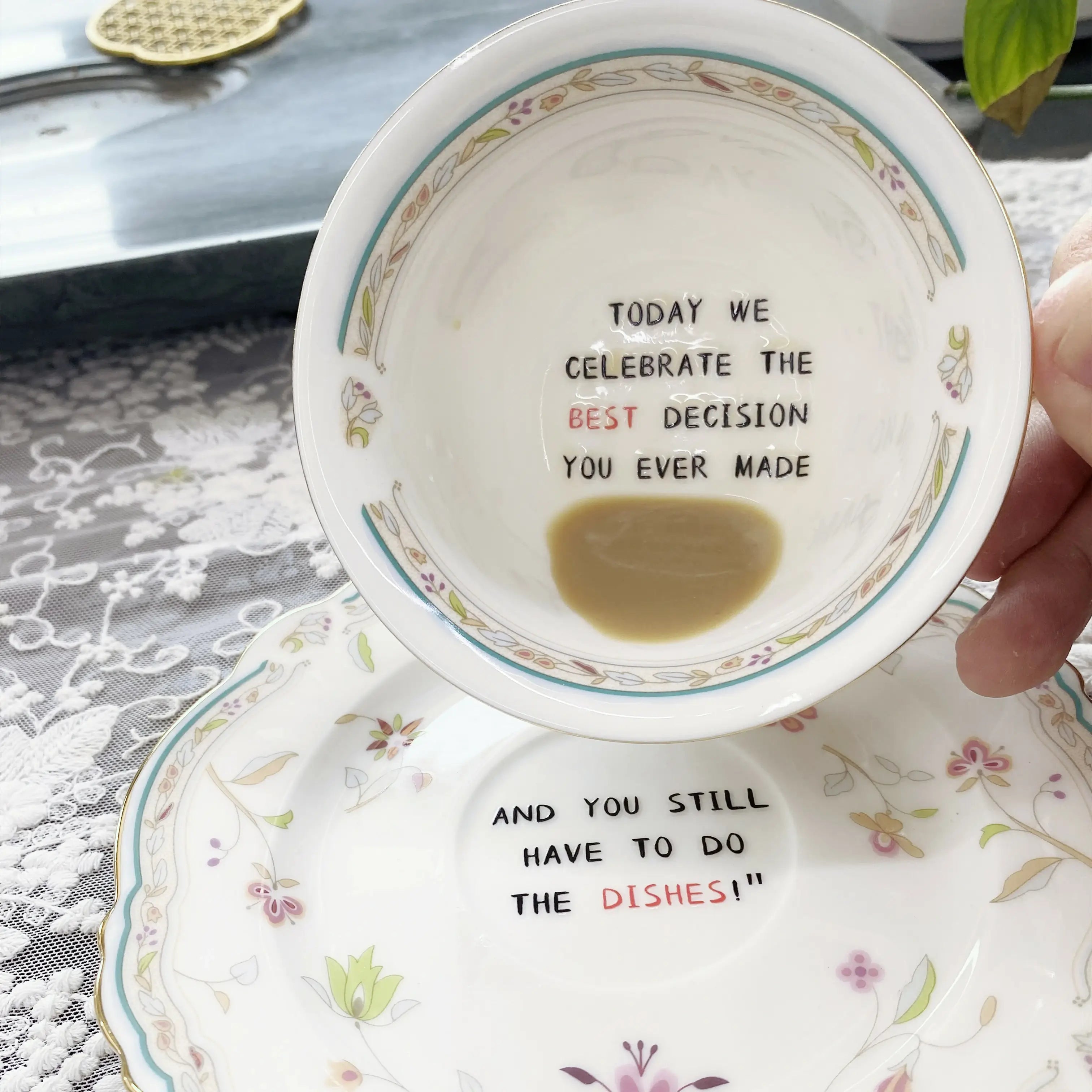 Surprise Message Teacup & Saucer – Fun in Every Sip