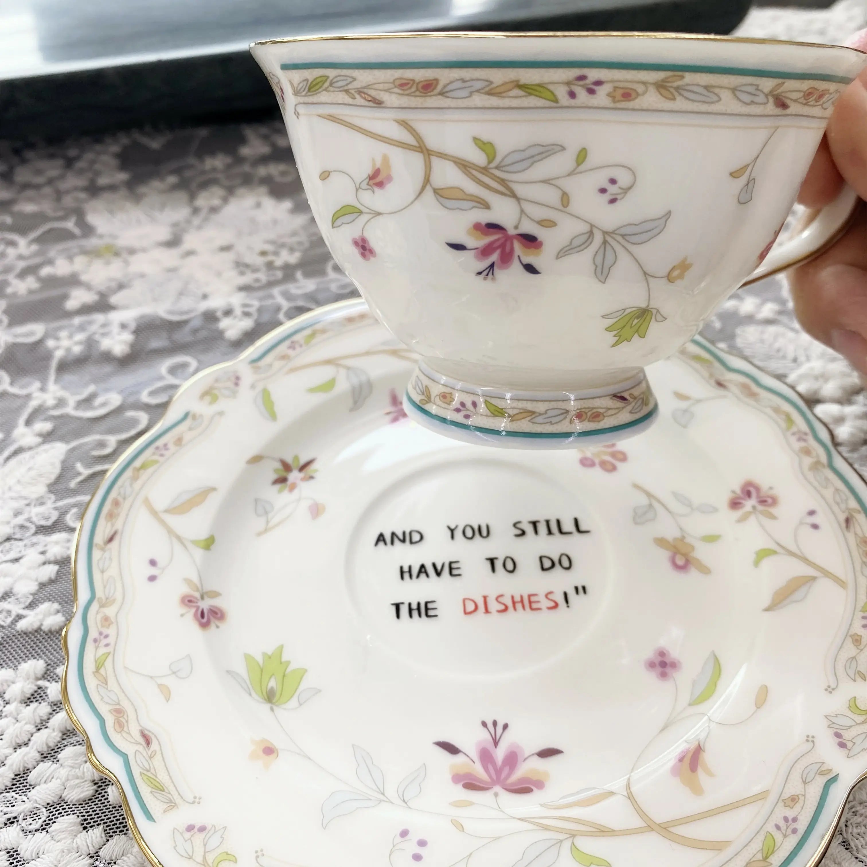 Surprise Message Teacup & Saucer – Fun in Every Sip