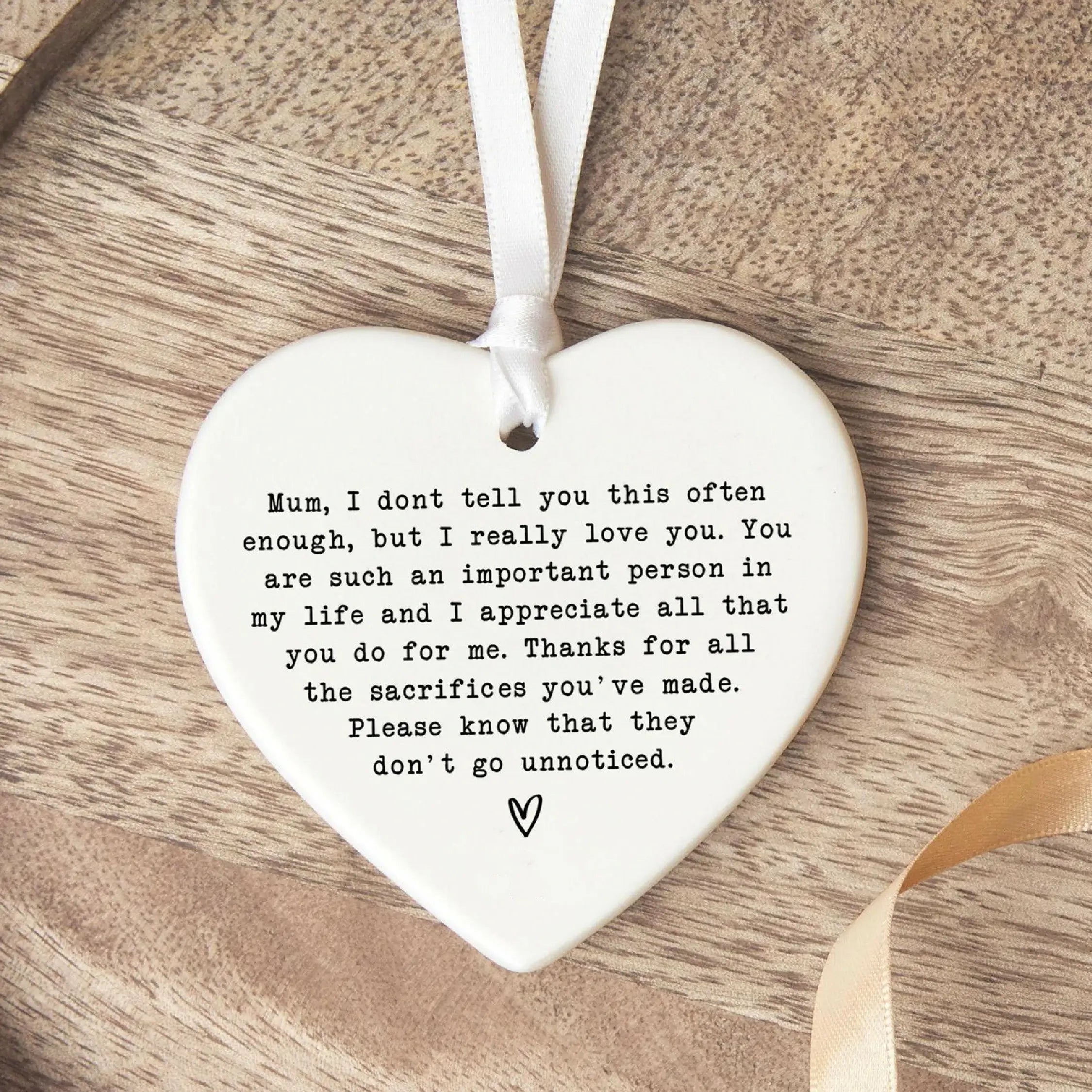 "Unnoticed Love" Heartfelt Ceramic Ornament Keepsake