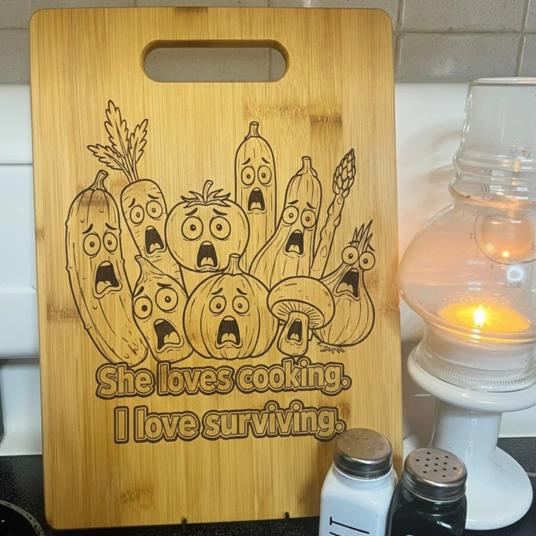 The "Kitchen Boss" Funny Valentine's Gift - Engraved Bamboo Cutting Board