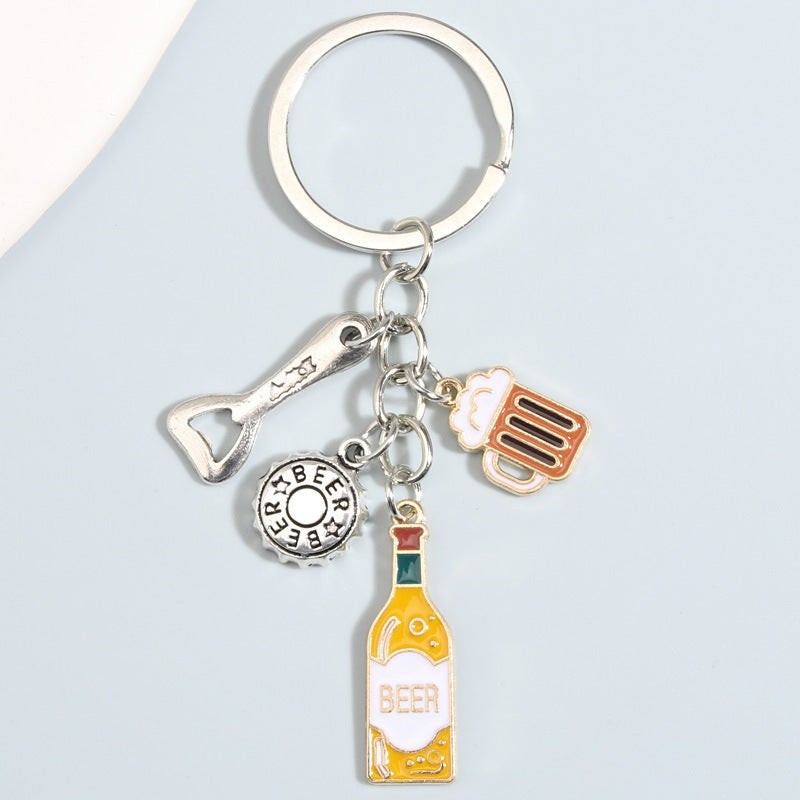 Wine And Wine Glass Pendant Keychain