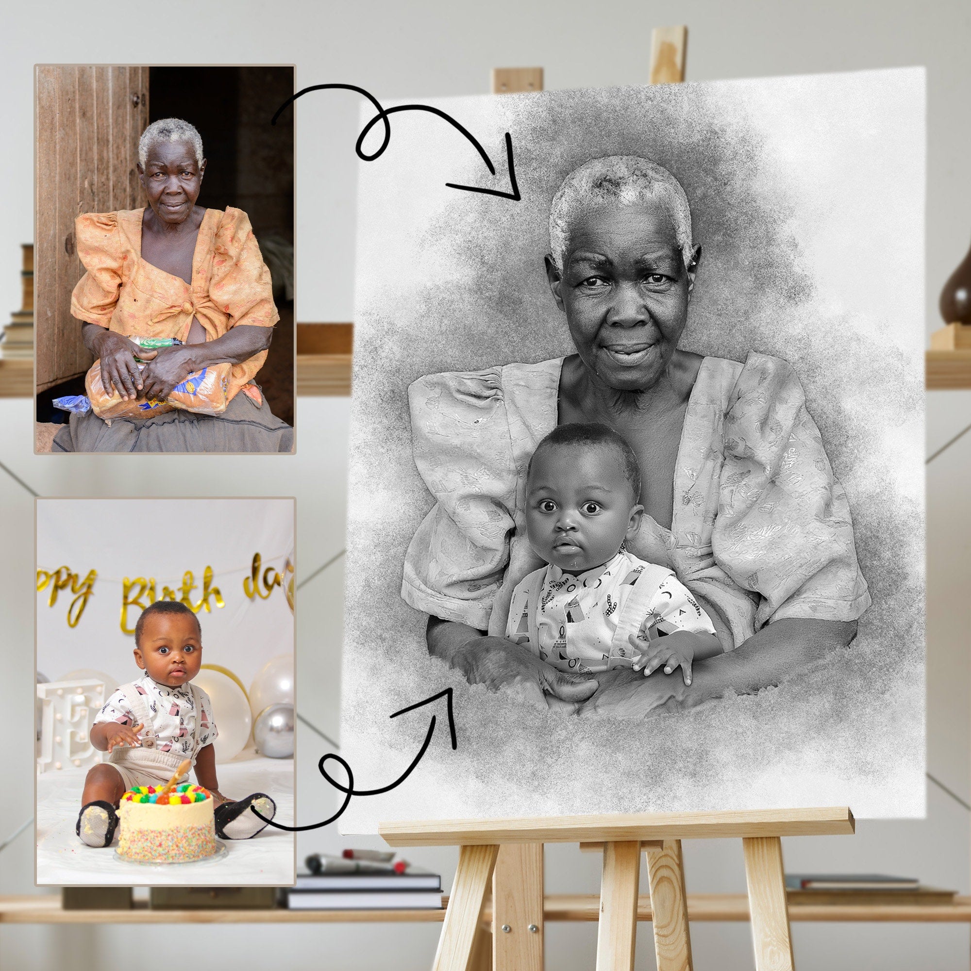 Add Loved One to Photo - Memorial Portrait for Deceased Father Mom - Gift for Loss of Loved One - Remembering Passed Away Loved One